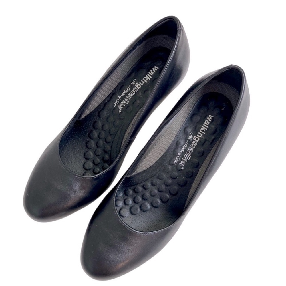 Walking Cradles Leather Elegant Black Kitten Heel shoes 9.5 - Picture 4 of 7